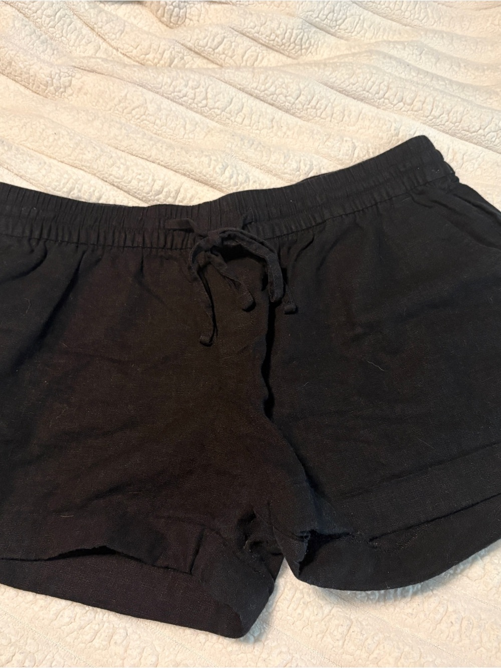 Old Navy Black Linen Blend Drawstring Shorts M